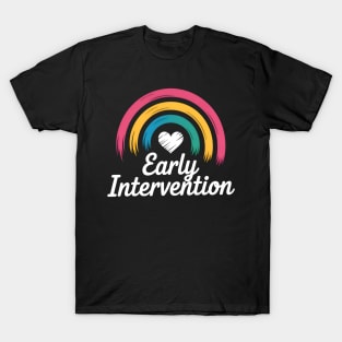 Rainbow Early Intervention Heart Teacher Interventionist T-Shirt